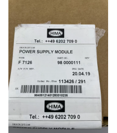 HIMA F7126 SIL3 Safety DC/DC Power Supply Module